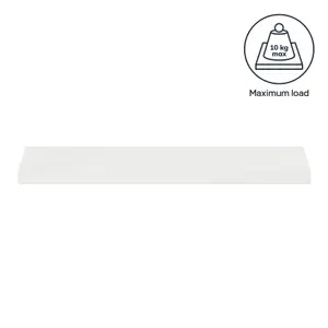 GoodHome Cusko Gloss white Rectangular Floating shelf (L)80cm x (D)23.5cm