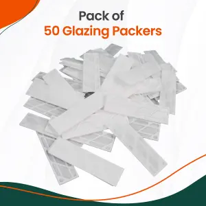 50 Pack White Broadfix Plastic Window and Glazing Packers Spacers 3mm Flat Spacers Frame Fixing