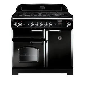 Rangemaster CLA100DFFBLC Freestanding Electric Range cooker with Gas Hob - Black