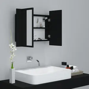 Berkfield LED Bathroom Mirror Cabinet Black 60x12x45 cm