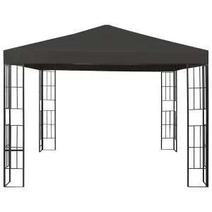 Berkfield Gazebo with LED String Lights 3x3 m Anthracite