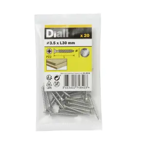 Diall Pozidriv Double-countersunk A2 stainless steel Wood screw (Dia)3.5mm (L)30mm, Pack of 20