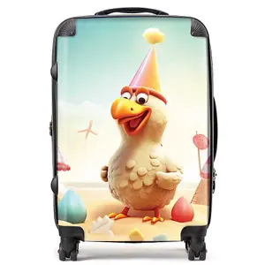 Funky Chicken On A Beach Holiday Suitcase - Medium