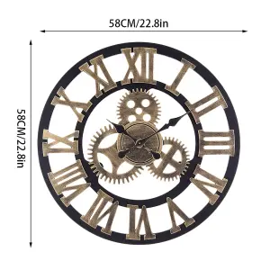 Silent Roman Numbers Large Wall Clock for Kitchen Home Decoration 580mm