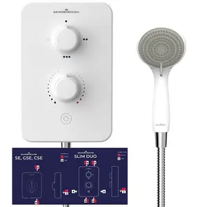 Gainsborough SE 10.5kw Electric Shower White Chrome Slim Duo Replacement Shower