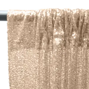 4ft x 7ft Sequin Backdrop Photography Background Shiny Fabric Glitter Curtain Backdrop, Rose Gold