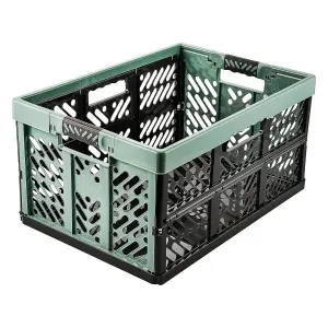 Keeeper Green Strong Folding Box 45 Litre With Soft Handles And Lid - Set Of 2