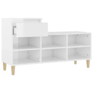 Berkfield Shoe Cabinet High Gloss White 102x36x60 cm Engineered Wood