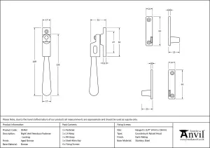 From The Anvil Aged Bronze Night-Vent Locking Newbury Fastener