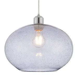 Hanging Ceiling Pendant Light Shade Grey Bubble Glass 300mm Wide Round Bowl