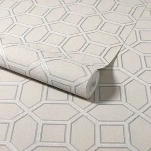 Geometric Taupe Beige Grey Glitter Textured Heavy Vinyl Premium Wallpaper Thick