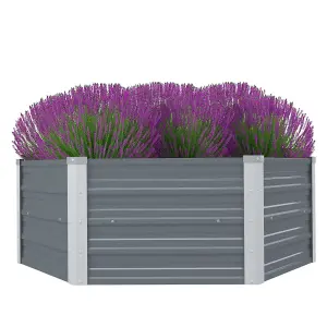 Berkfield Raised Garden Bed 129x129x46 cm Galvanised Steel Grey