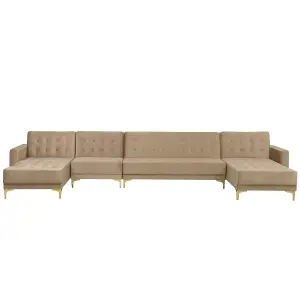 Large Sofa ABERDEEN Sand Beige Velvet Reversible