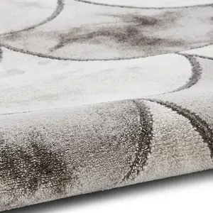 Grey Silver Abstract Optical/ (3D) Easy to clean Rug for Bedroom & Living Room-120cm X 170cm