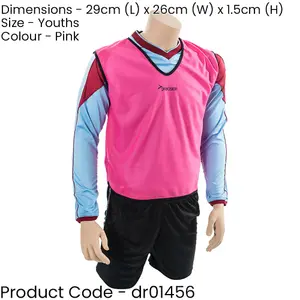 10-14 Years Youth Lightweight Sports Training Bib - PINK - Plain Football Vest