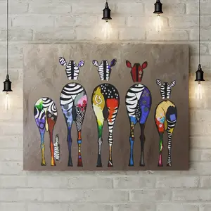 Zebras From Behind Abstract Colourful - Wrapped Canvas Print 30.5cm H x 40.6cm W