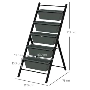 Outsunny Indoor Outdoor Vertical Raised Garden Bed with 5 Removable Tray