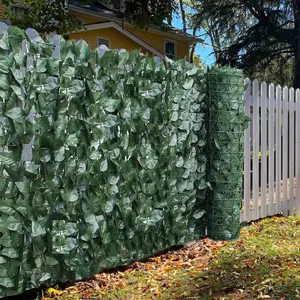 Faux Ivy Leaves Hedge on Roll Artificial Screening Green Ivy Leaf Panels Privacy Wall Garden Fence Outdoor Decoration (1mx3m)