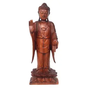 Something Different Standing Buddha Acacia Wood Statue Natural (One Size)