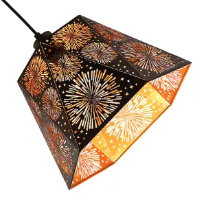 Designer Hexagonal Pendant Lamp Shade in Matte Black with Starburst Shapes