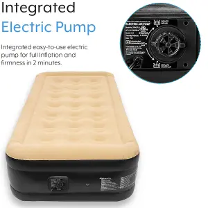 Single Inflatable High Raised Air Bed Mattress Airbed With Builtin Electric Pump