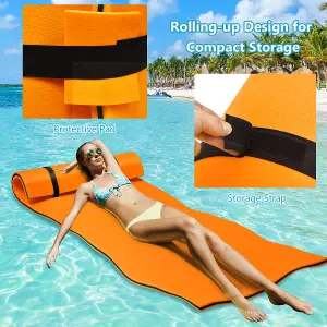 Costway Floating Water Mat Pool Roll-up Floating Mattress w/ Rolling Pillow