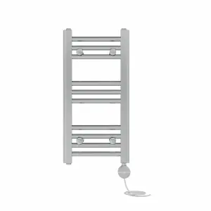 Right Radiators Prefilled Thermostatic Electric Heated Towel Rail Straight Ladder Warmer Rads - Chrome 600x300 mm