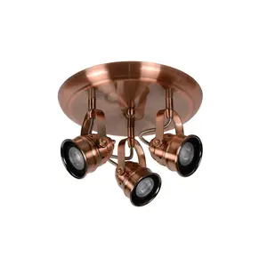 Lucide Cigal Cottage Ceiling Spotlight - LED - GU10 - 3x5W 2700K - Copper