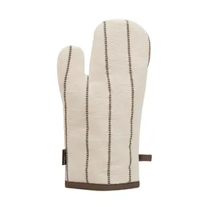 Traditional Style Mocha Cotton French Stripe Single Oven Glove