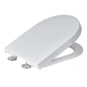 Showerdrape Detroit White D-Shaped Quick Release Soft Close Plastic Toilet Seat