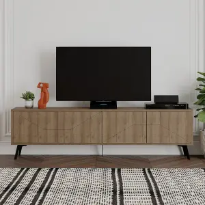 Decortie Dune Modern TV Unit Multimedia Centre with Storage Stylish TV Cabinet 65" TVs Dark Oak Effect 180cm