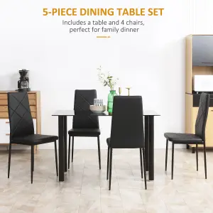 HOMCOM Dining Table Set for 4, Modern Kitchen Table and Chairs with Padded Seat