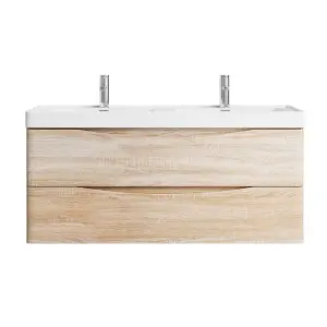 Eden 1200mm Wall Hung Vanity Unit in Light Oak & Resin Basin