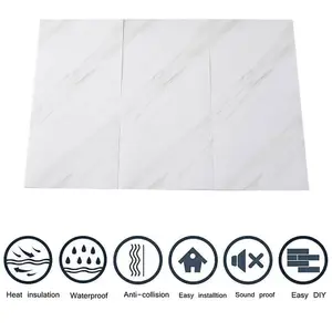 Jazz White PVC 10 Pack Self-Adhesive Waterproof Easy Peel-and-Stick Installation Marble Tile Stickers 60x30cm