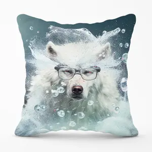 White Wolf Splashart Outdoor Cushion 45cm x 45cm