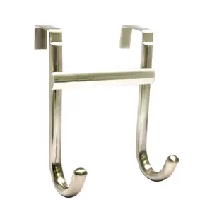 Chrome effect J-shaped Double Over door hook (H)110mm (D)180mm