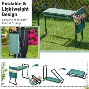 Costway Folding Garden Kneeler Seat Soft EVA Pad Bench w/ Large Tool Pouches