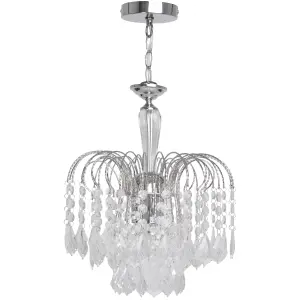 3 Light Chrome Finish Acrylic Drops Chandelier Ceiling Light