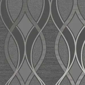 Sublime Ribbon geo Silver Smooth Wallpaper Sample