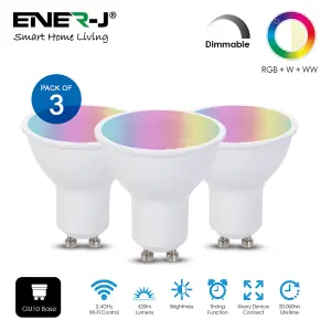 Smart Wi-Fi GU10 LED Lamp 5W, RGB+W+WW, Dimmable (pack of 3 units)