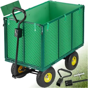 Garden Trolley - foldable side walls, padded handle, 544 kg load capacity - green