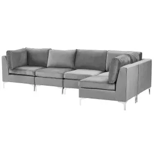 Corner Sofa EVJA Grey Velvet Left Hand