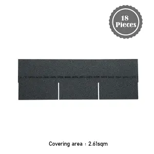 18Pcs Black Tab Asphalt Shingles Bitumen Roof Tiles Covering 2.61sqm