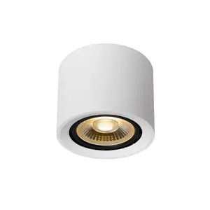 Lucide Fedler Modern Surface Mounted Ceiling Spotlight 12cm - LED Dim to warm - GU10 - 1x12W 2200K/3000K - White