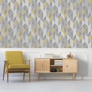 Superfresco Milan Yellow Geometric Smooth Wallpaper