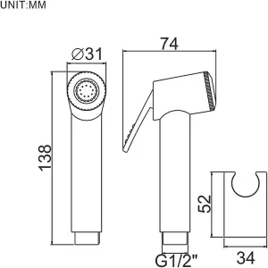 Bidet Sprayer Attachment for Toilet UK, Handheld Muslim Shower for Toilet with Hose and Holder, Chrome, Silver M20282