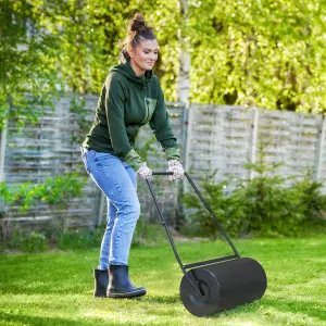 DURHAND Heavy Duty Garden Lawn Roller Push Tow Water Sand Filled 46L Equipment