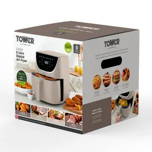 Tower Vortx Air Fryer with Digital Control Panel, 1700W, 6L Latte