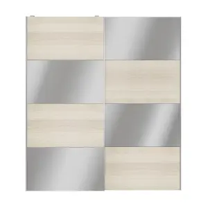 Atomia Panelled Mirrored Oak effect 2 door Sliding Wardrobe Door kit (H)2250mm (W)2000mm