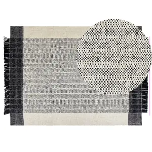 Wool Area Rug 140 x 200 cm Black and White KETENLI